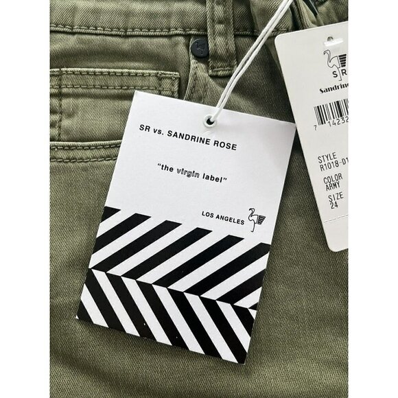 Free People x SANDRINE ROSE Women's Sz 24 Army Green Skinny Jeans NWT - Picture 7 of 12